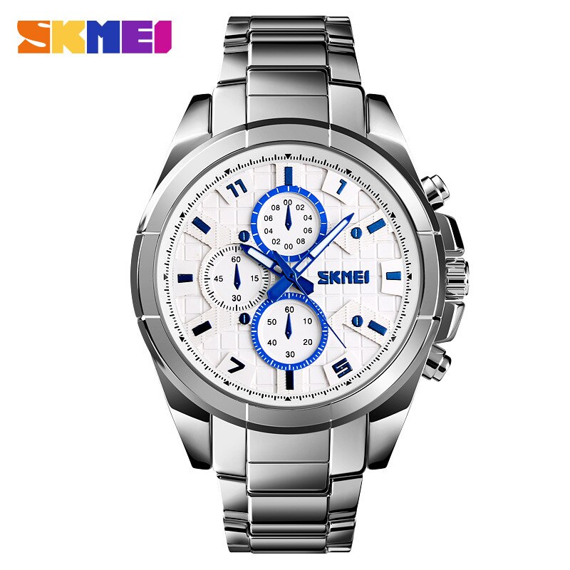 SKMEI1378 Mannen Casual Quartz Horloge Decoratieve Kleine Plaat Eenvoudige Rvs Horloge: Ivoor