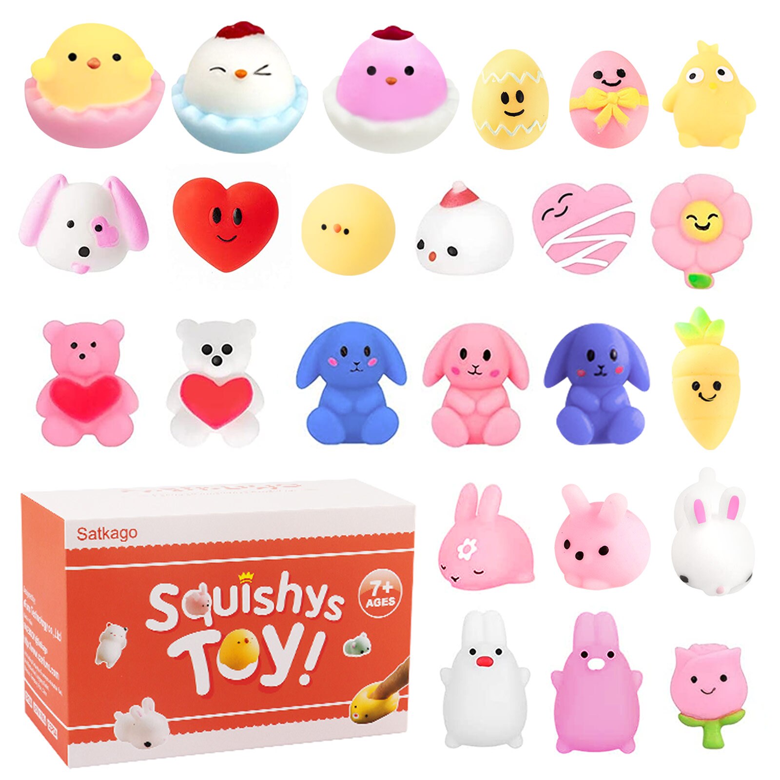 Satkago Kawaii Fidget Toys Pack Soft Squishy Squeeze Toy for Anti Stress Cartoon Animal for Kids Adults Relieves Anxiety