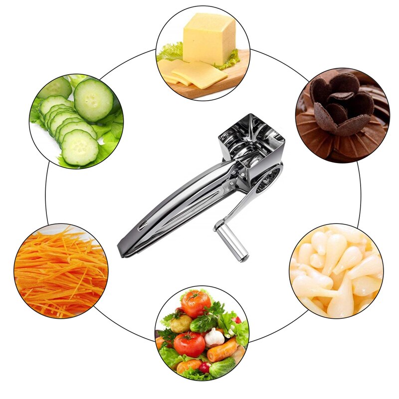 Butter Cutter Cheese Shredder Rotary Cheese Grater with 3 Different Blades Garlic Grinder Slicer Multi Purpose Kitchen Tools
