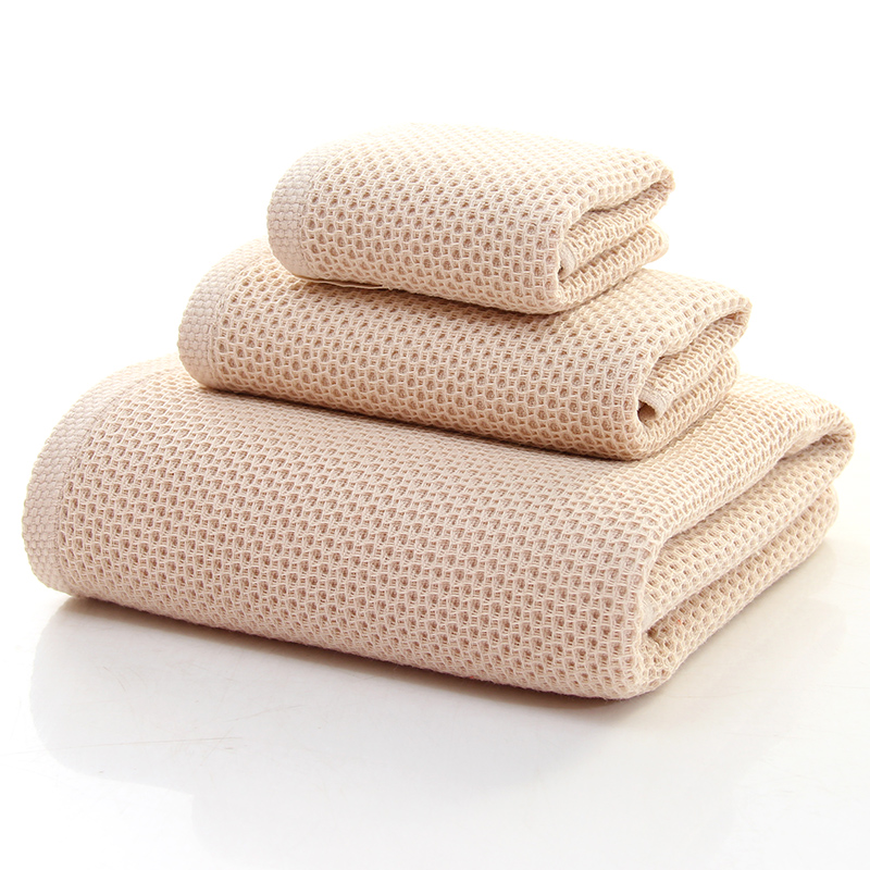 3- stykker / sæt bikage tyndt bomulds håndklæde sæt sommer håndklæder lille ansigt håndklæde brun grå absorberende vaskeklud: Lysebrun