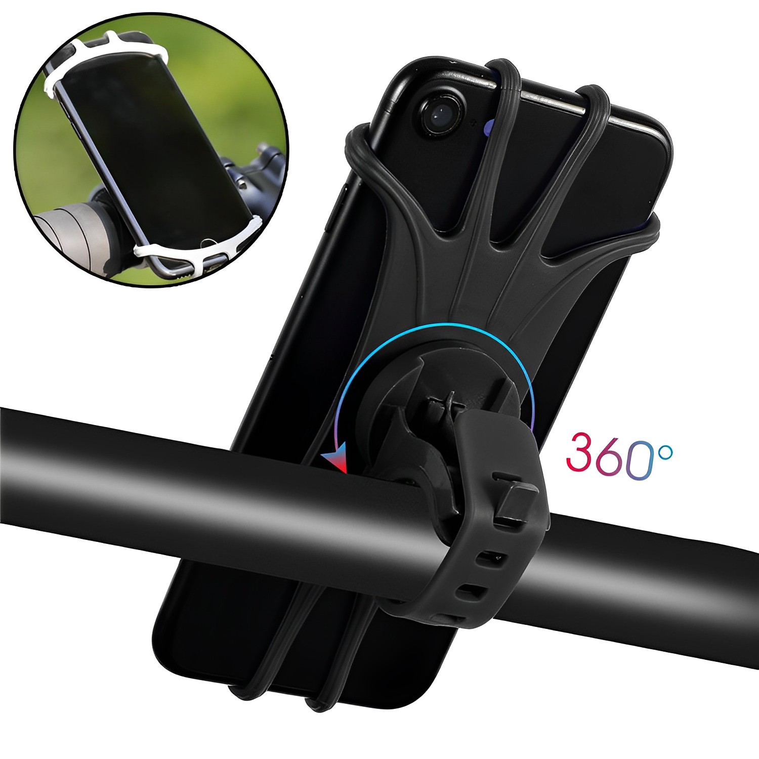 Soporte para teléfono móvil de silicona para motocicleta, soporte para teléfono de 360 grados, soporte para bicicleta y motocicleta, soporte de Clip anticaída, accesorios para motocicleta