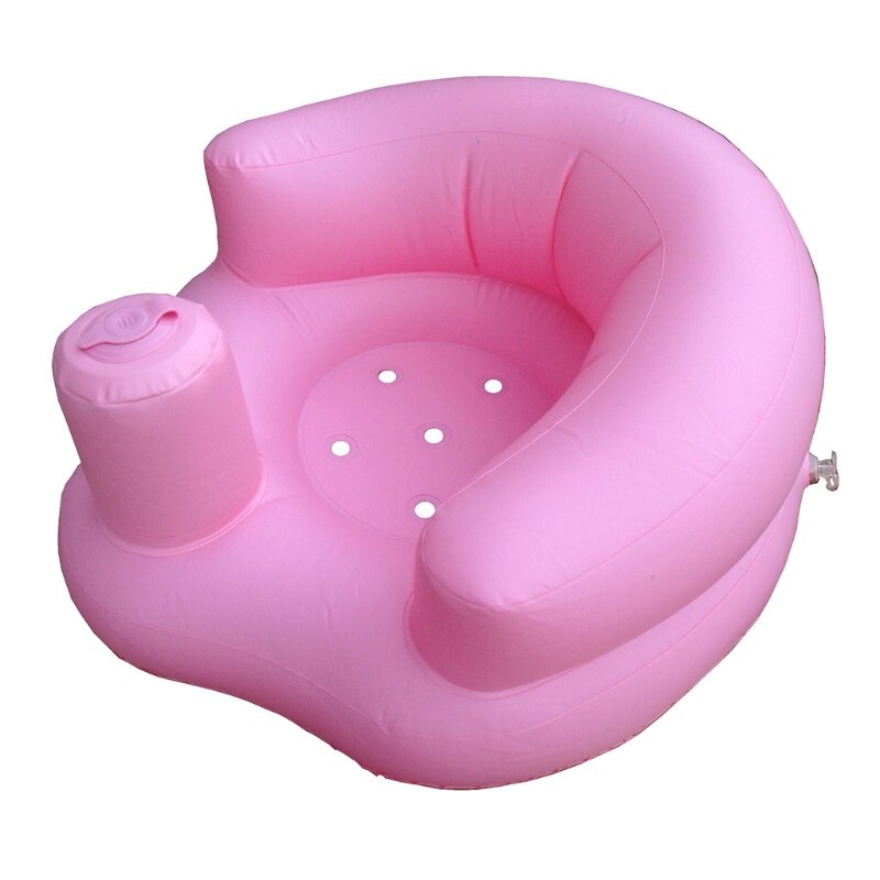 Bærbar baby læring sæde oppustelig bad stol pvc sofa brusebadstol til at spille spise badning lounging: Lyserød