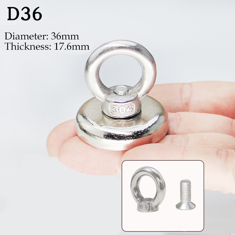 Super Powerful Hole Circular Ring Salvage Magnet Permanent Neodymium Hook Magnet Deap Sea Salvage Equipments D36mm 29kg D32: G259192