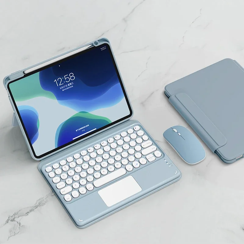 Funda magnética de rotación para iPad Air 6, 2024, 10,9, Air 4, 5, 10. ª generación, teclado 10,2, 7, 8, 9. ª, Air 3 Pro 11, funda con ratón gratis: Dieciséis / Beige