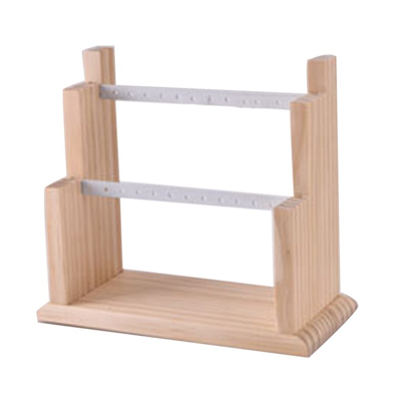 Sieraden display tray hanger oorbellen ringen display blokken massief houten sieraden display houder: Witte tweelaags