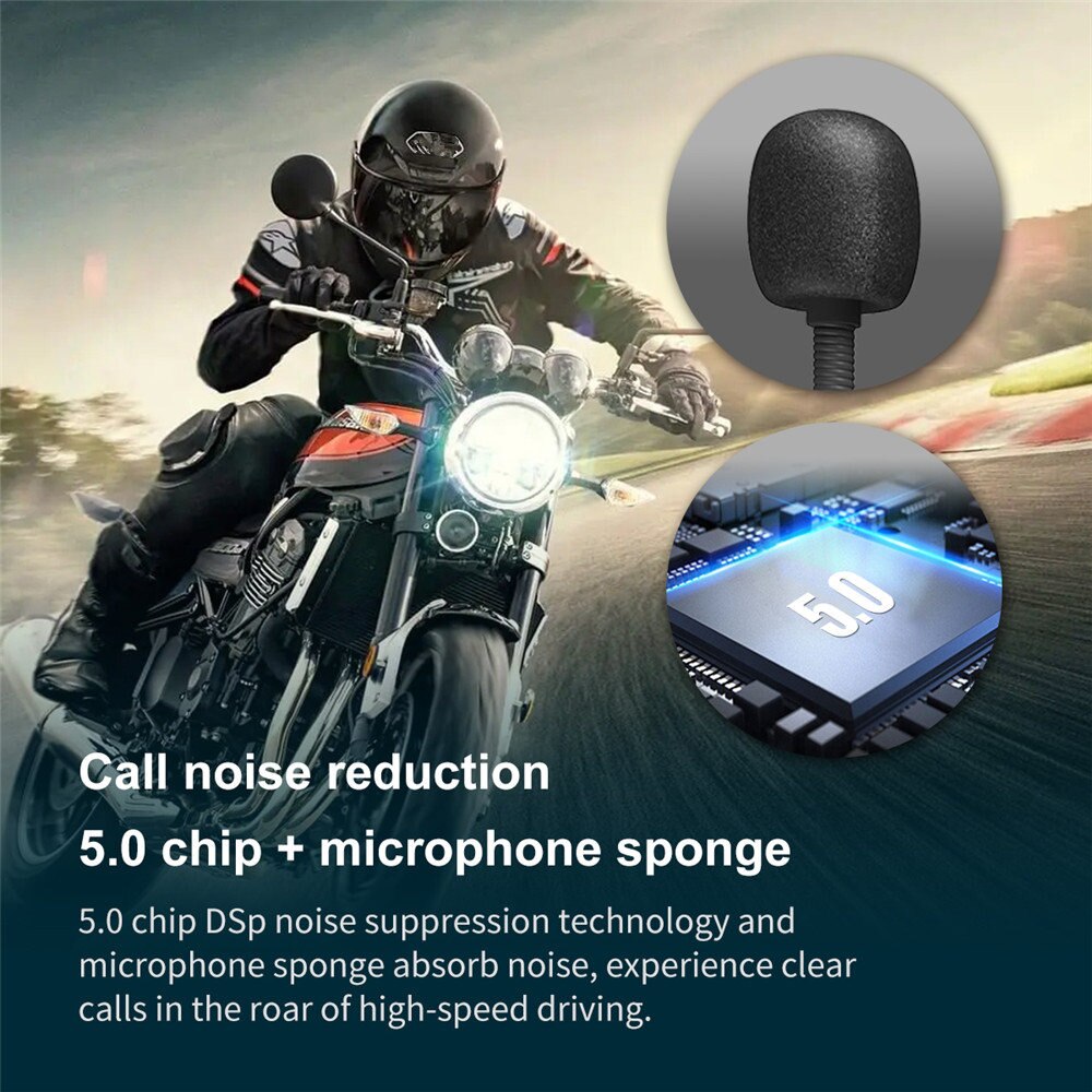Motorräder Bluetooth 5,0 Motor- Helm Headset Drahtloser Freihändiger Stereo Kopfhörer FM Empfänger Wasserdicht Nicht Helm Intercome