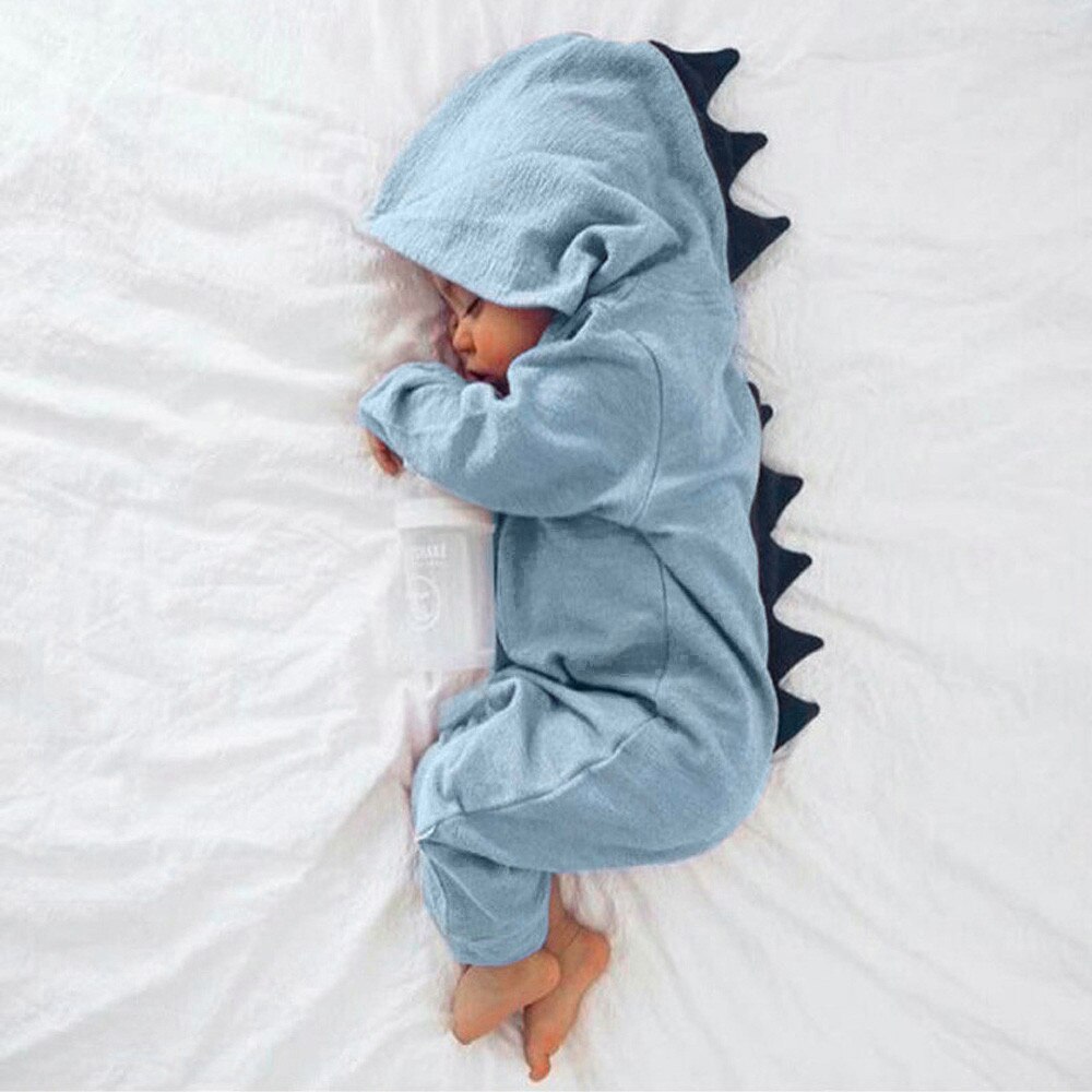 Pasgeboren Romper Baby Jongen Meisje Dinosaurus Hooded Romper Lange Mouw Jumpsuit Outfits Kids Kleding Sets Pajacyki Ik Kombinezony