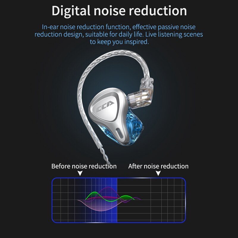 CCA CSN Wired In-Ear Headphones - HiFi Bass Monitor Earphones - Noise Reduction - for KZ ZSN PRO