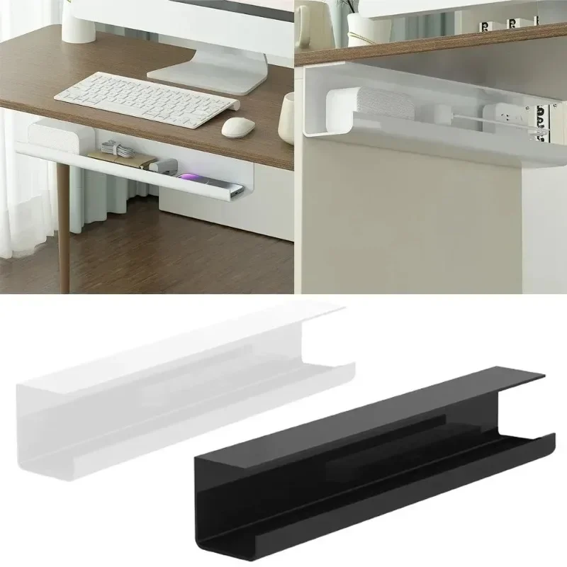 Under Table Cable Organizer Under Desk Cable Tray Wire Organizer No Trace Widened Protection Tray for Various Tables