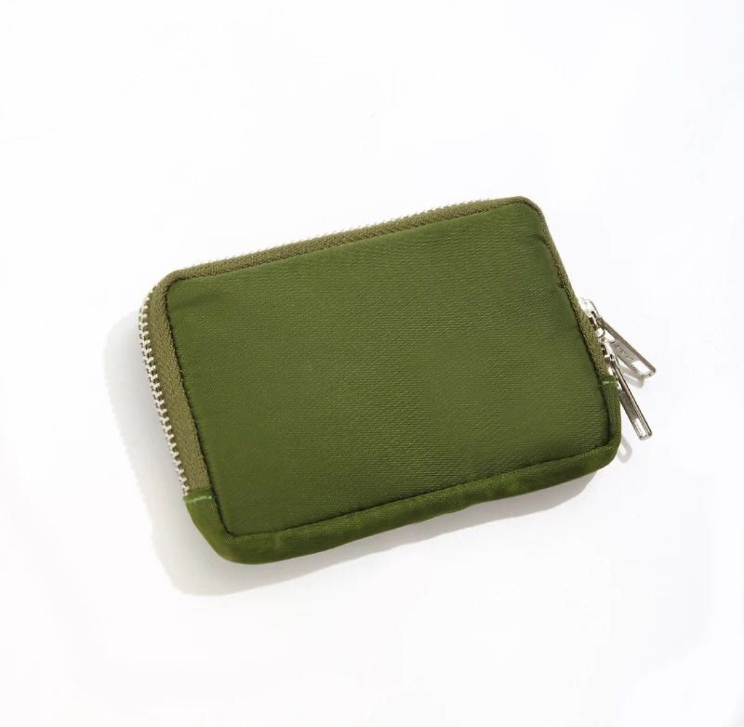 Japanse En Koreaanse Stijl Kleine Portemonnee Vrouwelijke Nylon Korte Portefeuilles Kaarthouder Casual Handtassen Jeugd Student Portemonnee Carteira: green with logo