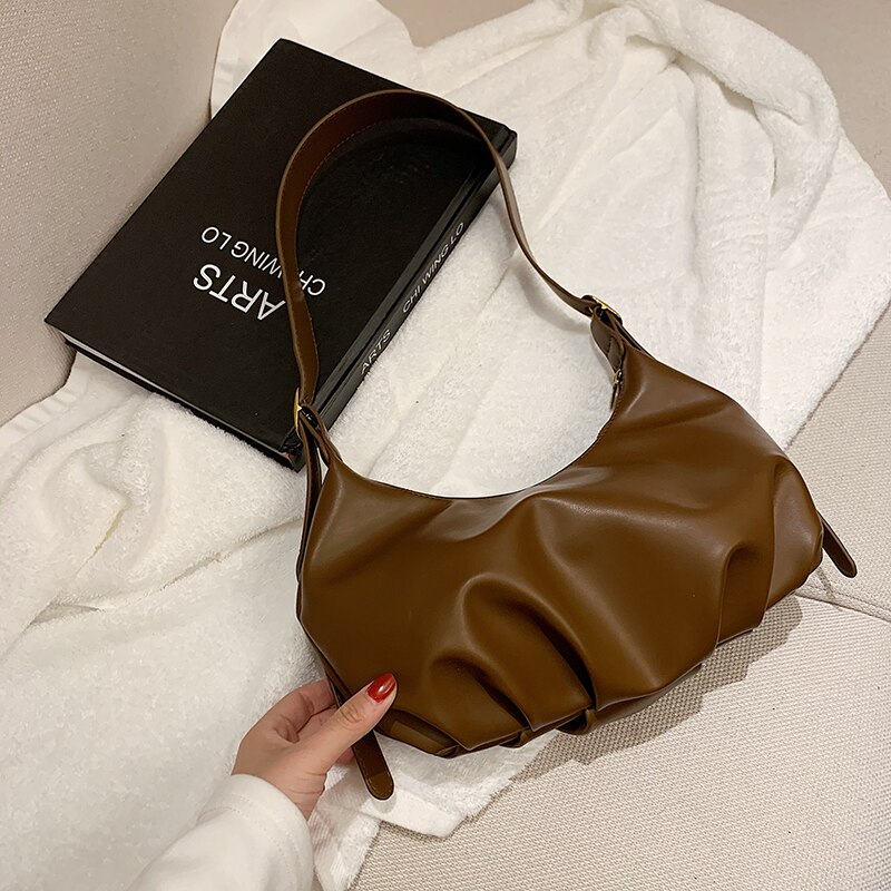 årgang kvinnelig tote dumplings pu lær kvinners veske med høy kapasitet skulderveske: Ga farge