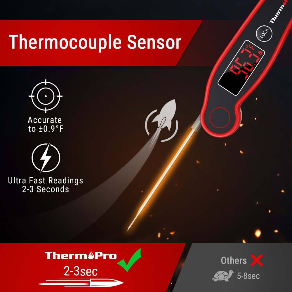 Thermopro TP19 Instant Snel Lezen Digitale Vlees Thermometer Waterdicht Grillen Bbq Thermometer Led Display Keuken Thermometer