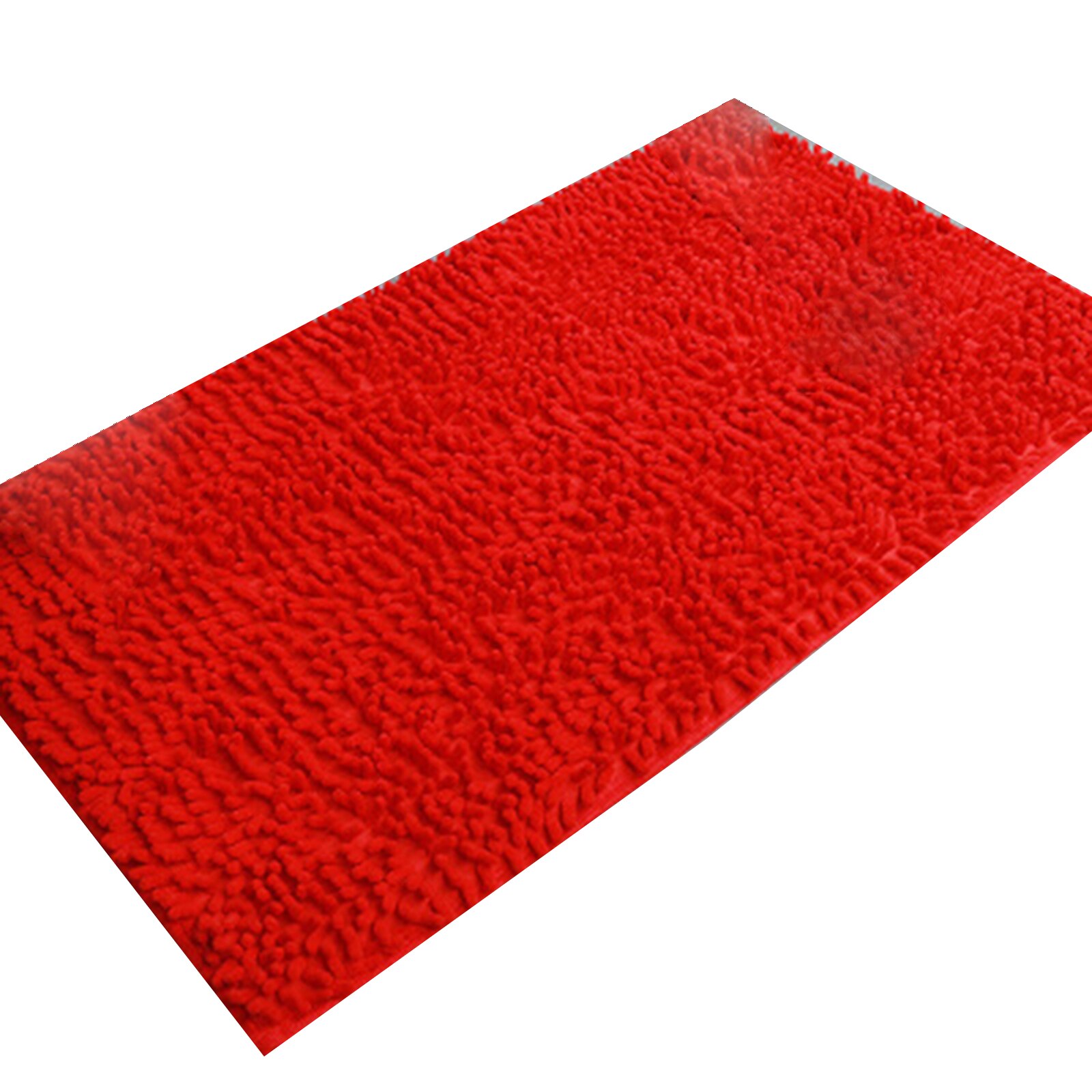 Chenille Bath Mat Soft Shaggy and Comfortable Super Absorbent and Thick Non-Slip Machine Washable for Bathroom TP: Red