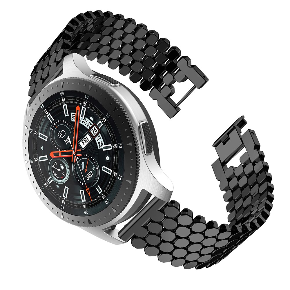 Newstainless Steel Vervanging Smart Horloge Band Voor Samsung Galaxy Horloge 46Mm Armband Horloge Band Mode Riem 22Mm Voor gear S3: Black