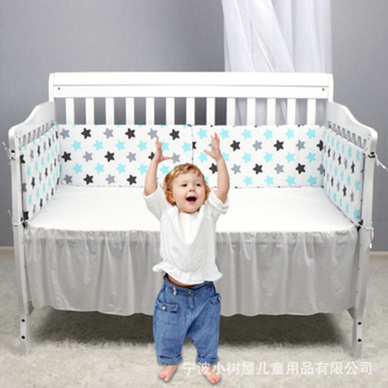 Cotton Baby Bed Bumper Print tresse lit Bumper Pillow Cushion Double-faced Detachable Newborn Cot Edge Protector Decor 130*30CM