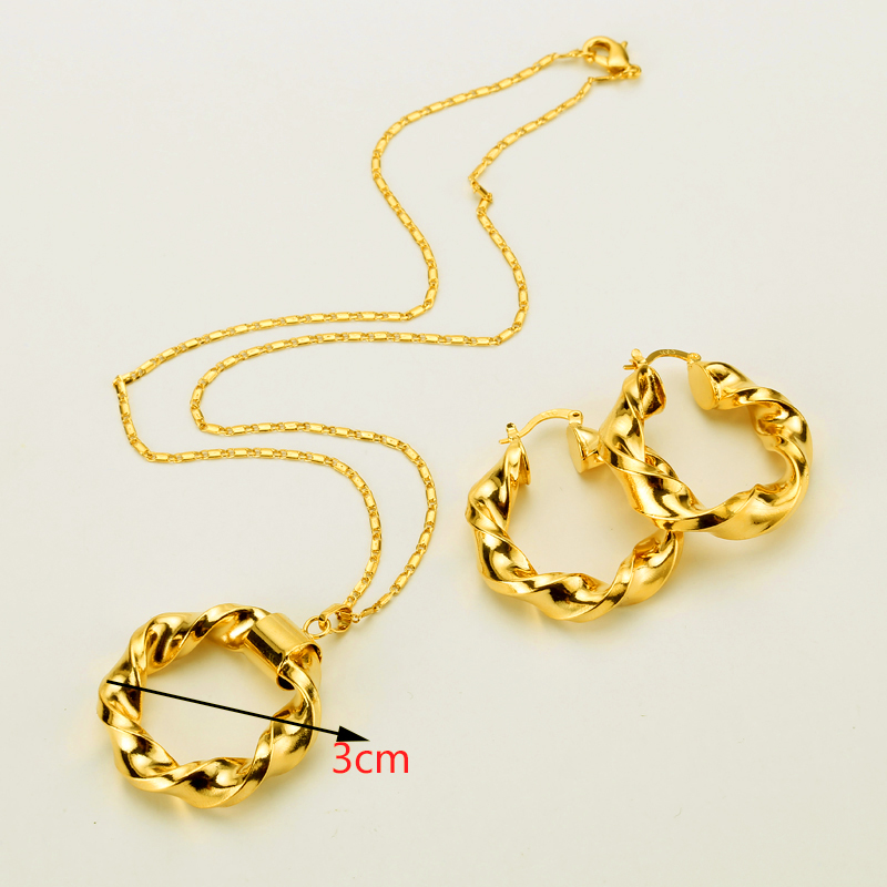 Dubai Gouden Sieraden Afrikaanse Sets Goud Kleur Sieraden Ethiopische Ketting &amp; Oorbellen Voor Israël/Soedan/Arabische/Midden oost Vrouwen