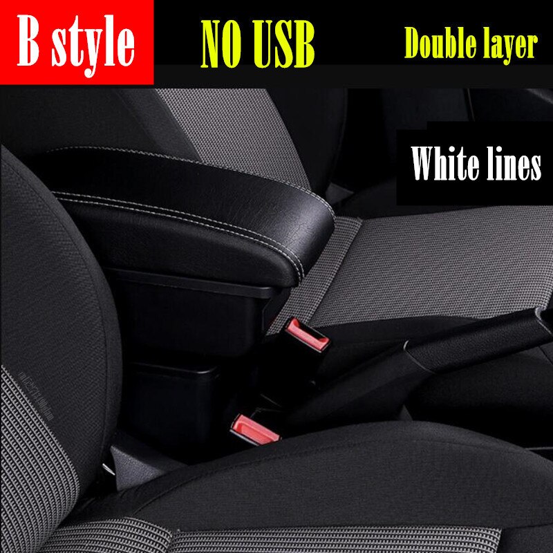 Draaibare Armsteun Doos Voor Renault Dacia Duster 2 Centrale Console Opbergdoos Bekerhouder Pu Lederen Usb: B style white lines