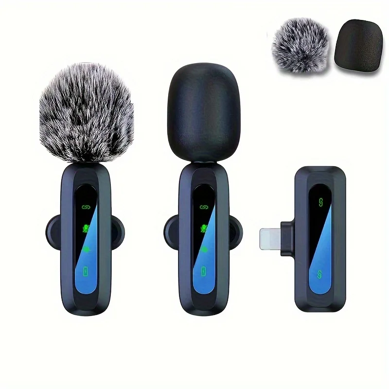 3 in 1 Lavalier Microphone Wireless Mini Mic For Phone/Tablet/PC Video Recording Clip-on 2 Mics For Vlog Podcast Content Creator: Orange