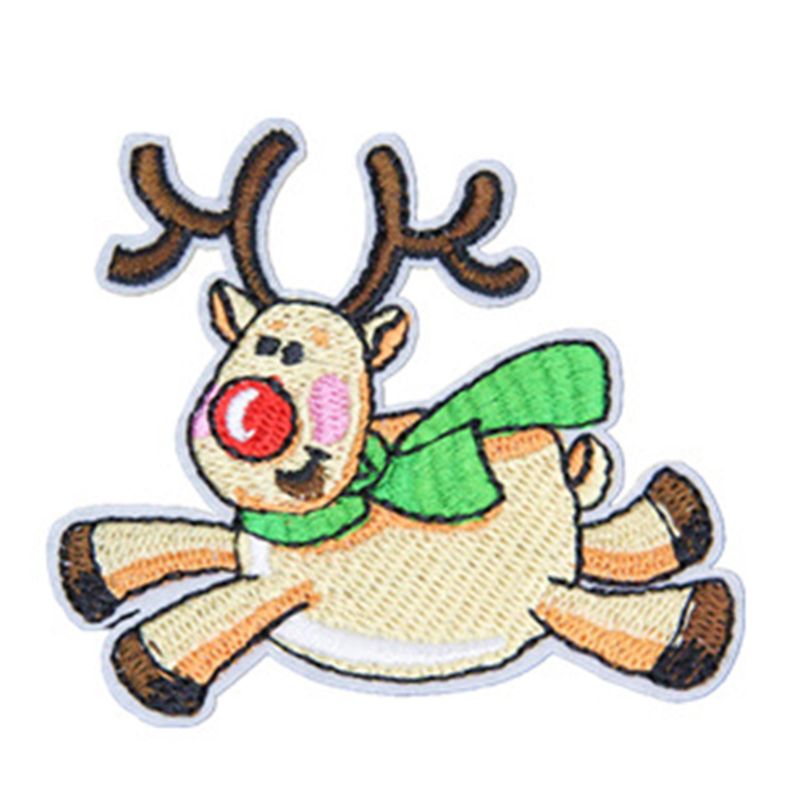 Christmas Style Embroidery Patch Heat Transfers Iron On Sew On Patches K4UA