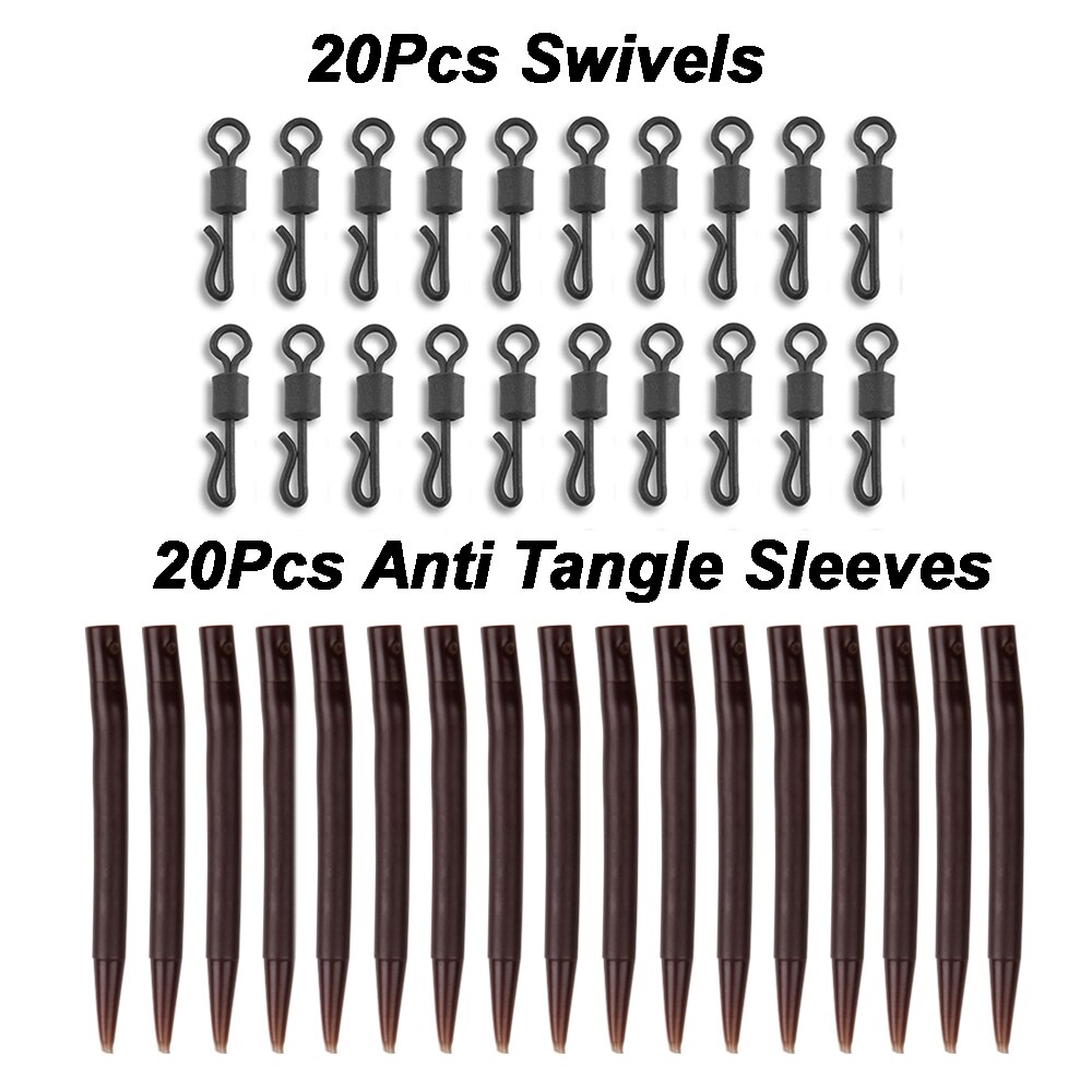 40Pcs Carp Fishing Tackle Kit Anti Tangle Sleeves Connect Rolling Quick Change Swivels For Carp Fishing Accessories: 40Pcs Carp Set