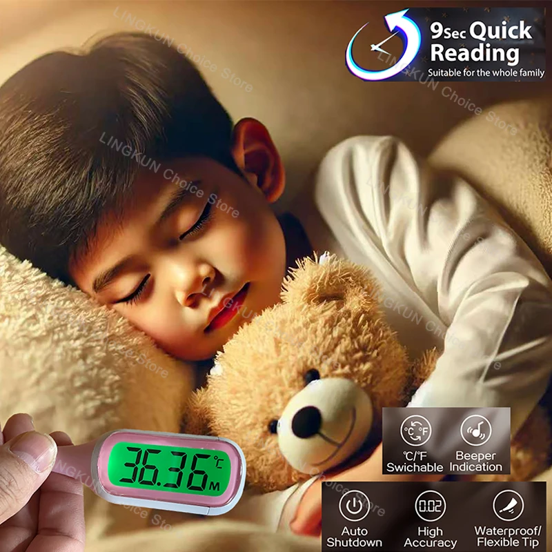 Termómetro rápido de silicona 9S para fiebre, termómetro Digital infrarrojo para el cuerpo Basal, pantalla LED de temperatura Rectal para axila Oral
