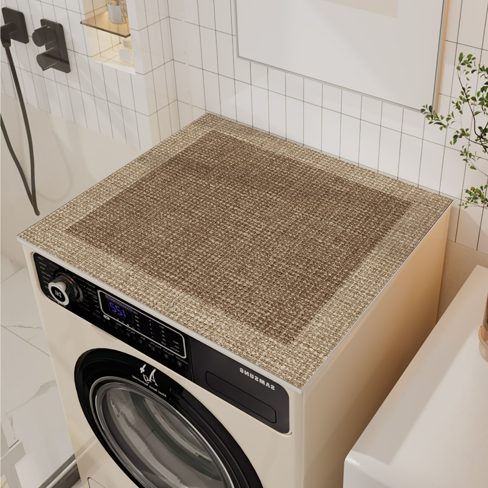 Retro Washing Machine Cover Mat Cabinet Fridge Top Dust ProtectorDrain Pad Kitchen Dish Dry Mat Microwave Oven Cover: Light Grey