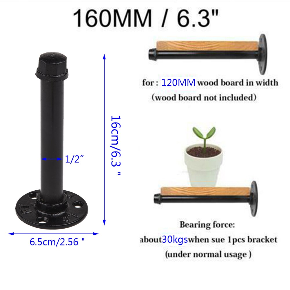 1Pc Iron Industrial Steel Pipe Shelf Bracket Holder With Screws DIY Home Decor