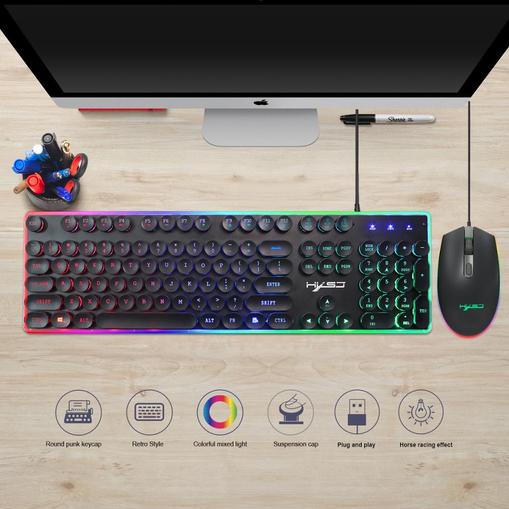 Zestaw Klawiatury i Myszy Gamingowej Erilles USB Przewodowy RGB - Wersja Rosyjska/Angielska do Laptopa/Komputera