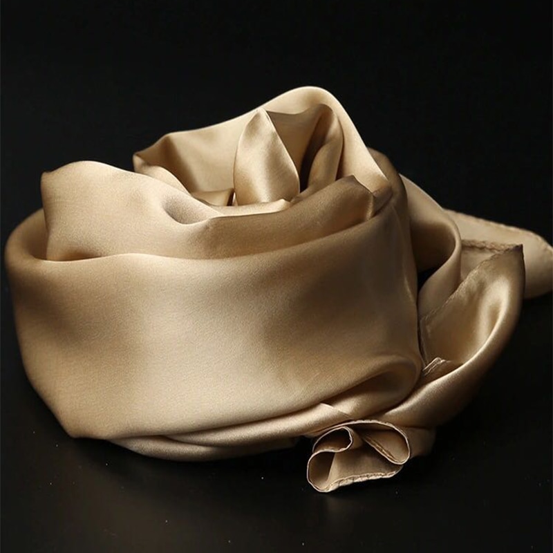 Zijden sjaal dames luxe merk satijn dik zacht effen kleur lange hoofd hijab femme natuurlijke zijden sjaal dames