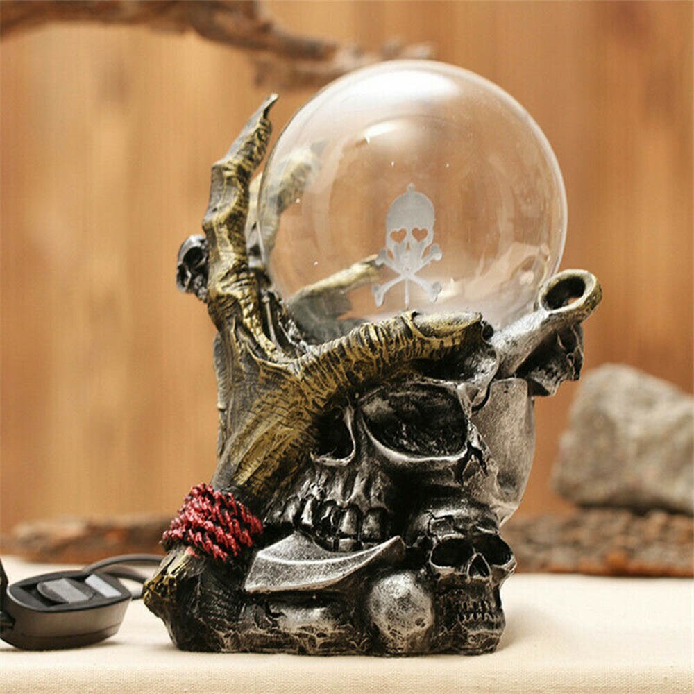 Gotycka czarna ręka z czaszką Tesla szklana kula plazmowa lampa oświetleniowa impreza magia