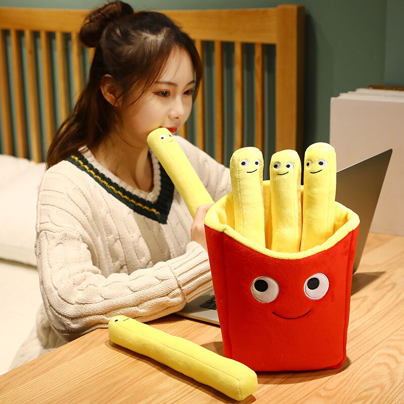 1Pc 30-50Cm Cartoon Een Zak Van Frieten Grappige Gevulde Pluche Chips Leuke Voedsel Knuffel Kussen kinderen Interactief Educatief Speelgoed