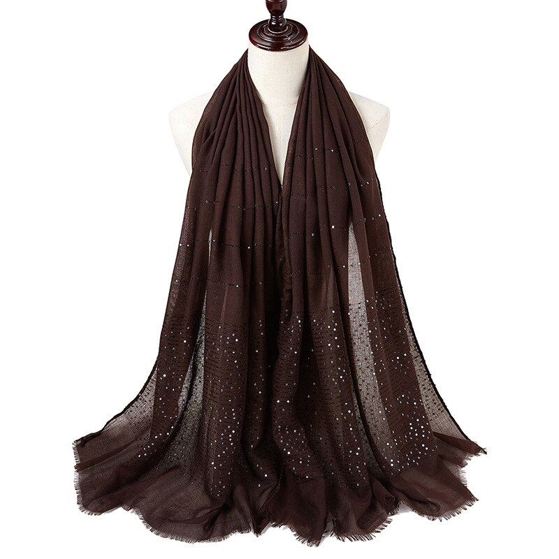 1PC Cotton And Linen Tassel Scarf Sequins Autumn And Winter Muslim Hijab Malay Headscarf: 15