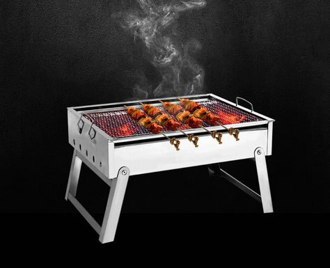 38*29cm thick stainless steel barbecue grill portable folding barbecue grill household camping family party BBQ tool