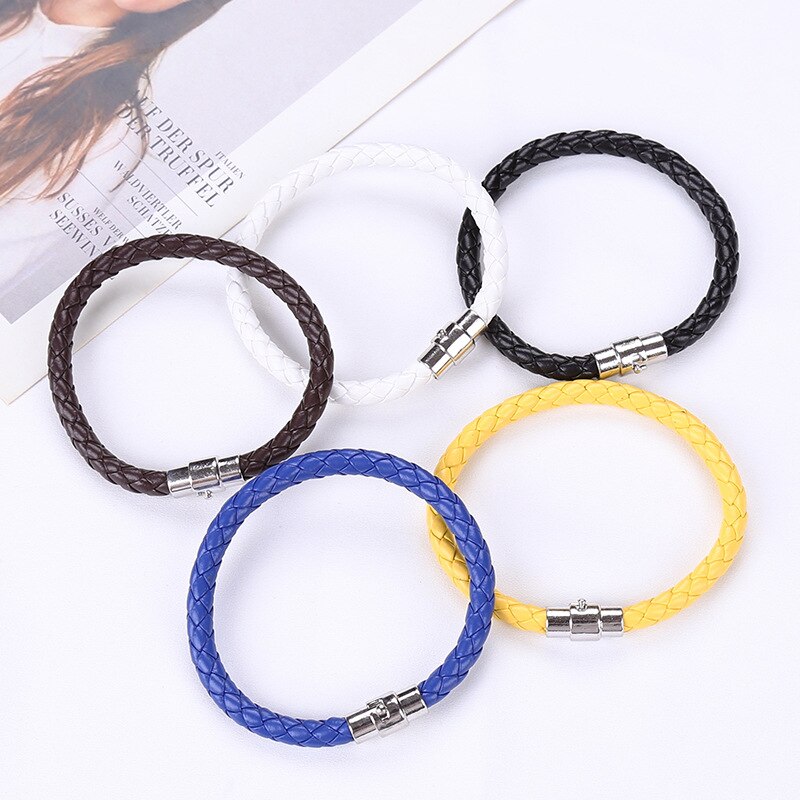 Noter flätat läderarmband herr 5 färger berlock brazalete för hombre pu armband för män casual smycken