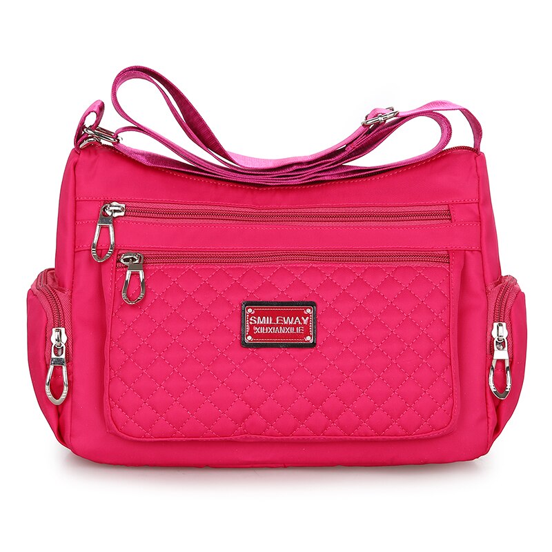 Mode Waterdichte Nylon Vrouwen Messenger Bags Carteira Vintage Zwervers Dames Handtas Vrouwelijke Crossbody Tassen Schoudertassen: Hot Pink