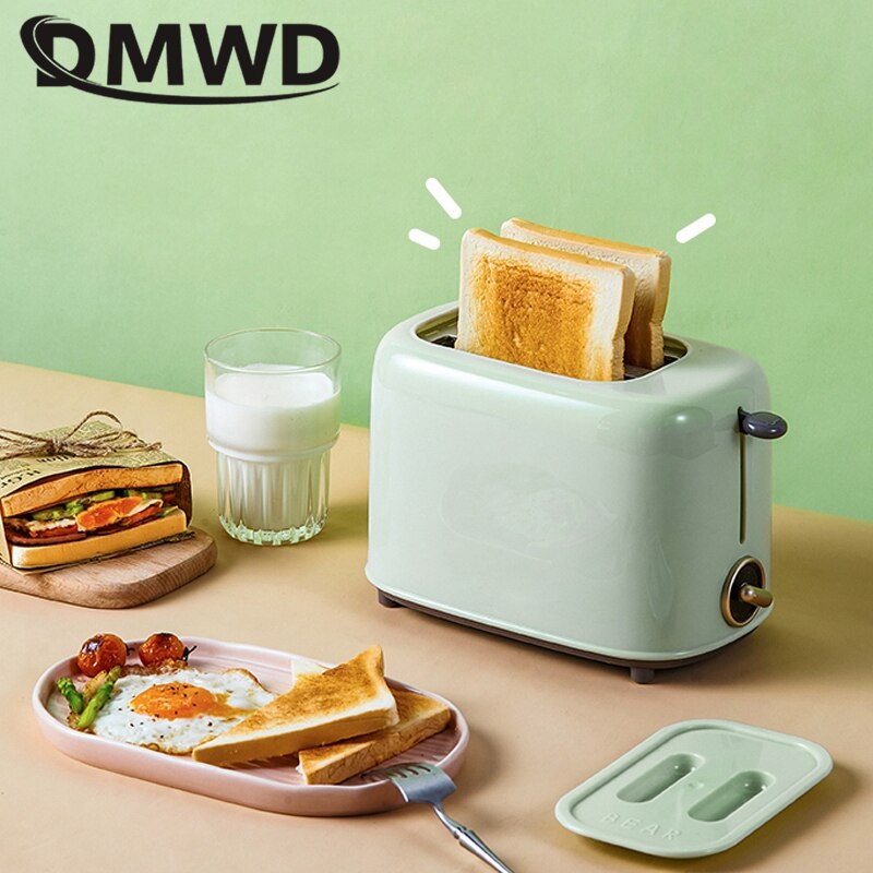 DMWD Electric Bread Toaster 6 degrees of toasting Automatic Breakfast Machine Double-side Heating Sandwich maker With Dust cover