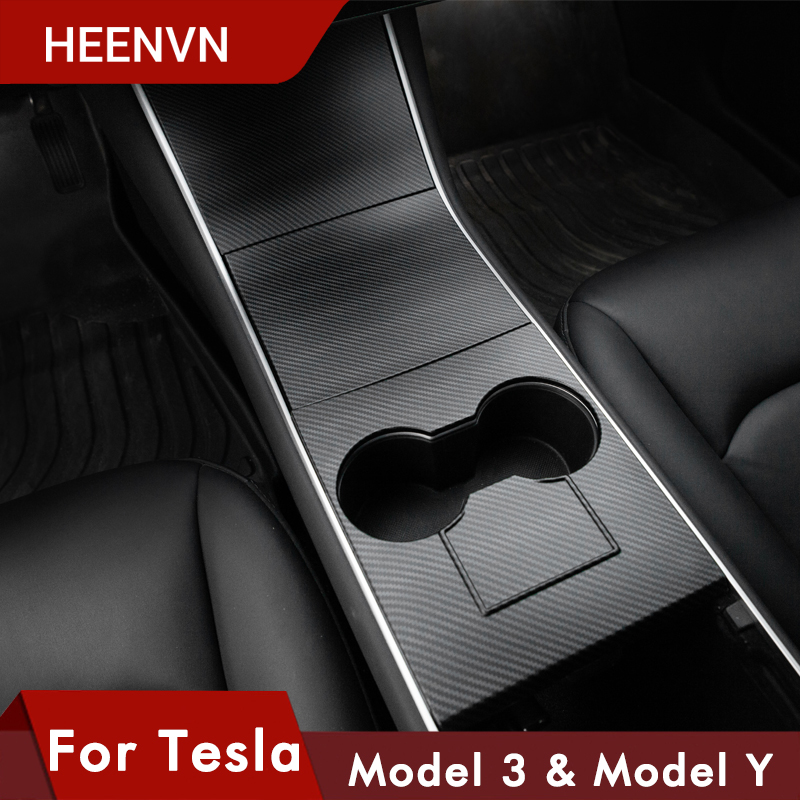 Heenvn Modely Model3 Beschermende Centrale Interieur Accessoires Voor Tesla Model 3 Carbon Fiber Abs Voor Tesla Model Y Auto Drie