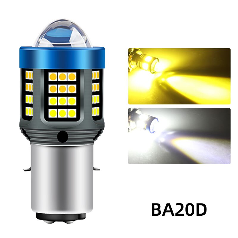 Faro LED para motocicleta H4 BA20D H6 CSP, doble Color, blanco, amarillo, lente de haz alto, lámpara antiniebla para moto, Scooter, luz para correr, 1 ud.: Gris oscuro