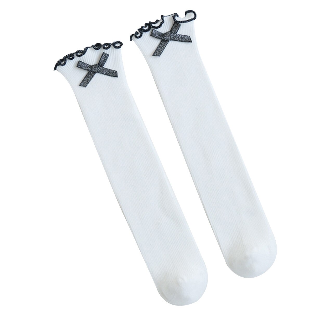 Maluch dziewczynek pończochy piękne wzburzyć plisowany dzianiny bawełniane ciepłe antypoślizgowe skarpety robić kolan na sukienka na co dzień: biały