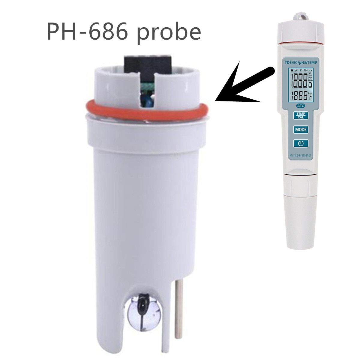 Replacement Glass probe Electrode for digital 7 IN 1/5 IN 1/3 IN 1 tds ec ph ORP temp tester 40% OFF: PH-686 probe