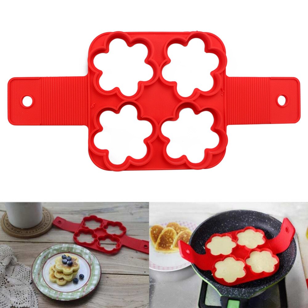 Æggemaskine form anti-stick pandekage form silikone omelet æg ring form værktøj mikrobølgeovne stegepander 4 hulrum  / 7 hulrum