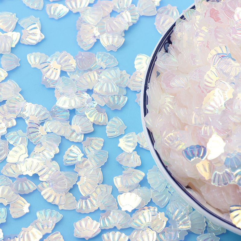 Confeti de concha brillante de sirena para niñas, decoración de mesa de cumpleaños con tema de sirenita, confeti morado iridiscente bajo el mar