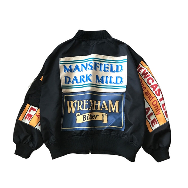 Forårsjakke kvinder vindjakke frakke patch designs harajuku løs bomber streetwear afslappet basisfrakke oversize kort jakke