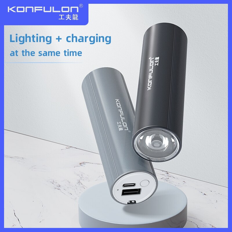 Zaklamp 2 In1 Powerbank Oplaadbare Zaklamp 5000Mah Power Bank Cargador Portá Pocket Zaklamp Voor Outdoor Voor Iphone 12