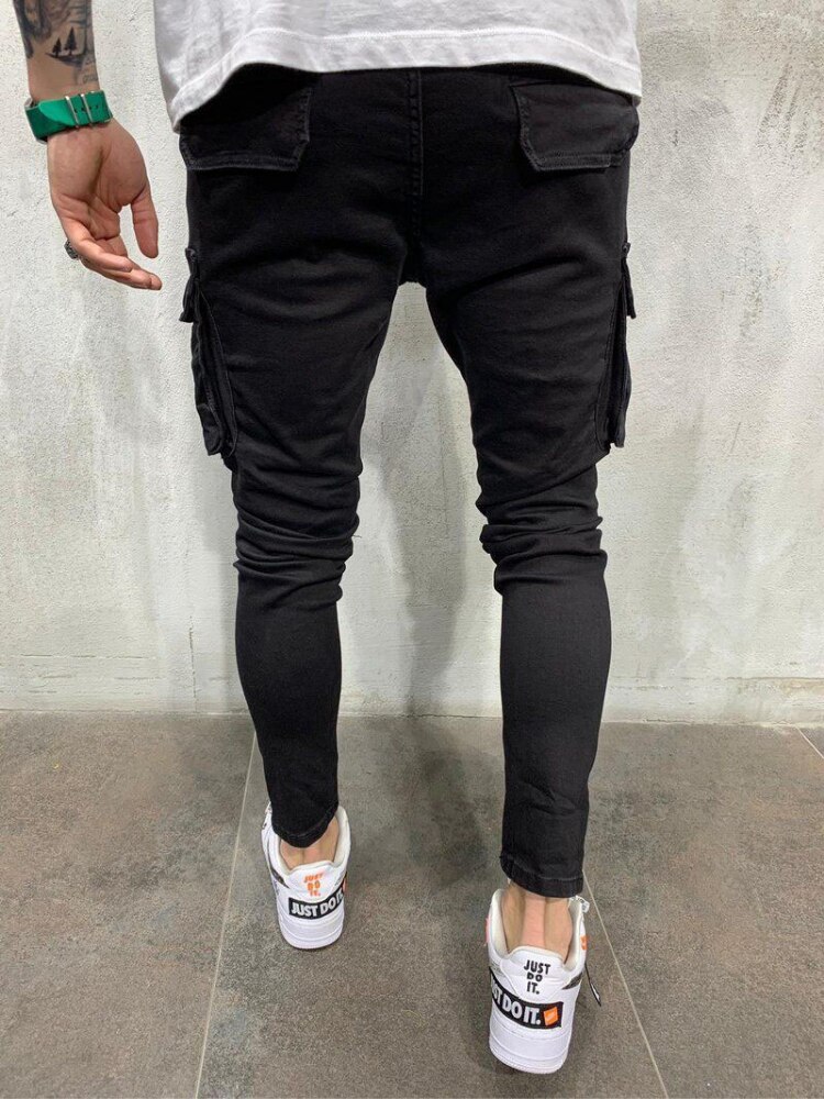MAN British Style Fastener Overalls Street Suspender Pants Hip Hop Work Clothes Men's Ripped Gallus Suspender Pencil Jeans