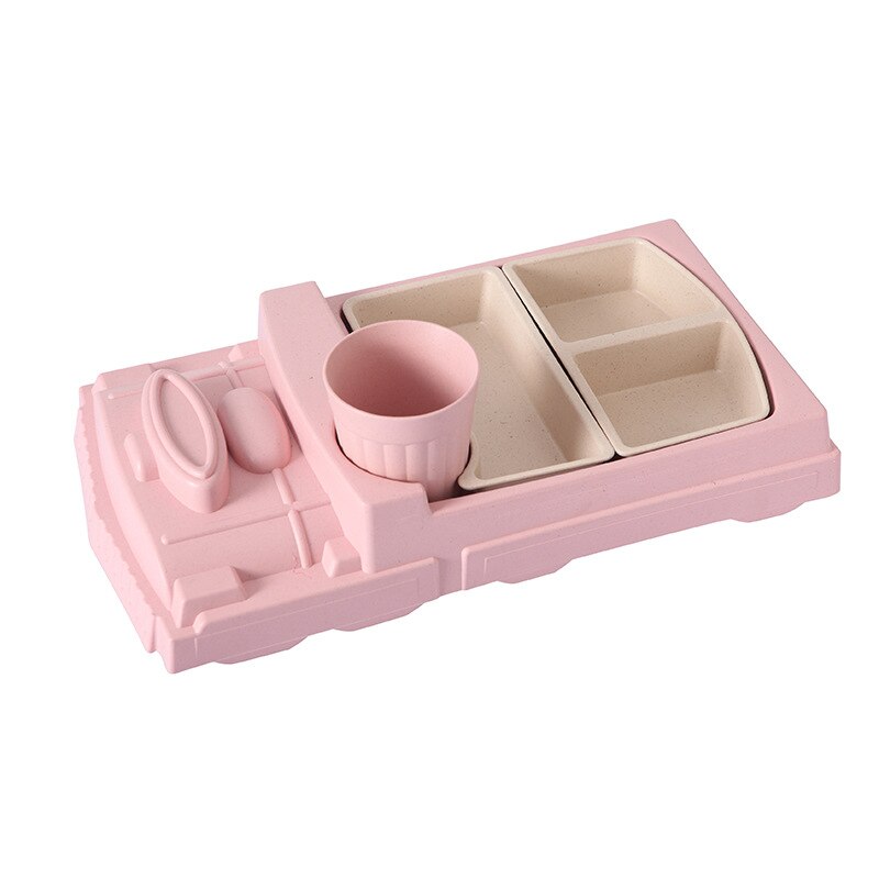 Bandeja creativa con forma de tren de bebé de fibra de bambú, bandeja de platos con dibujos animados resistente a golpes, bonita caja de almuerzo, tazón de arroz para niños: 04