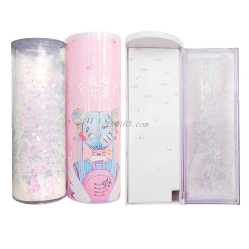 Quicksand Translucent Pencil Case Multifunction Cylindrical Calculator Stationery School Pen Holder: G