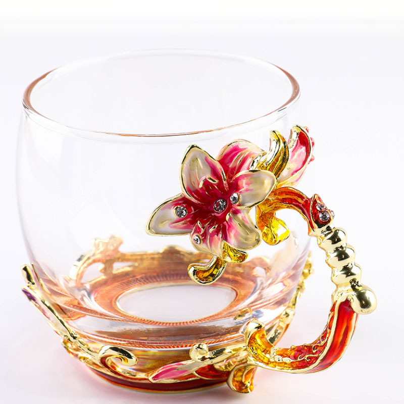 Tazas de café de vidrio esmaltado con corona, tazas de té y tazas resistentes al calor, vasos de agua para el hogar y la Oficina, artículos para beber, para los amantes