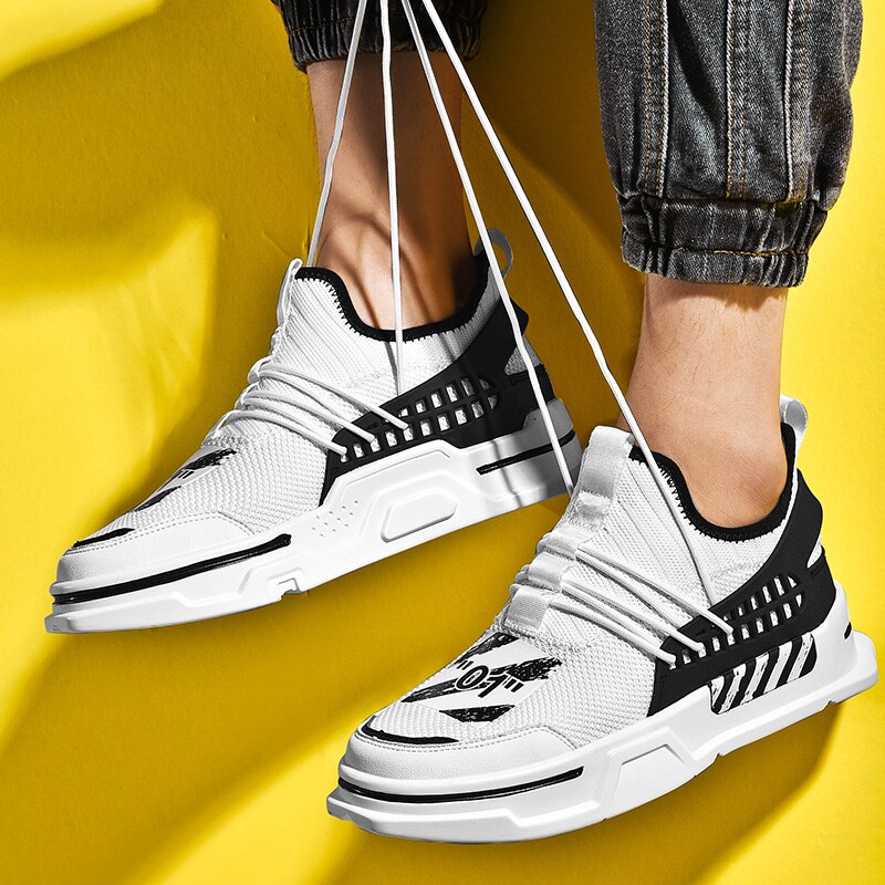 Cool skateboard man skor snörning herr sportskor mesh andas klassiska man sneakers flywire herr promenadskor märke