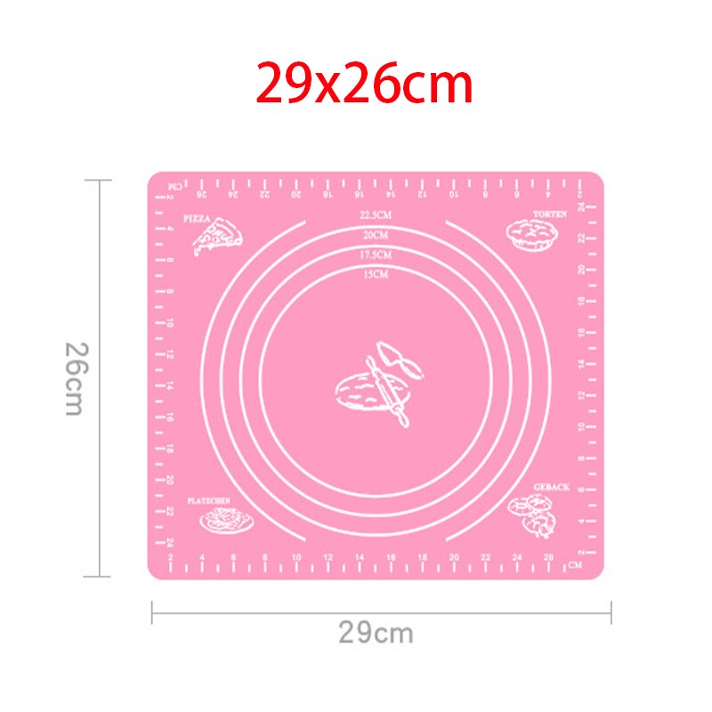 Antihaft Silikon zurück Skala matt Ofen rollen Teig Pad Lebensmittel Klasse Backen rollen Fondant Gebäck Matten Kuchen Kochen Werkzeug Neue: 29x26cm Rosa